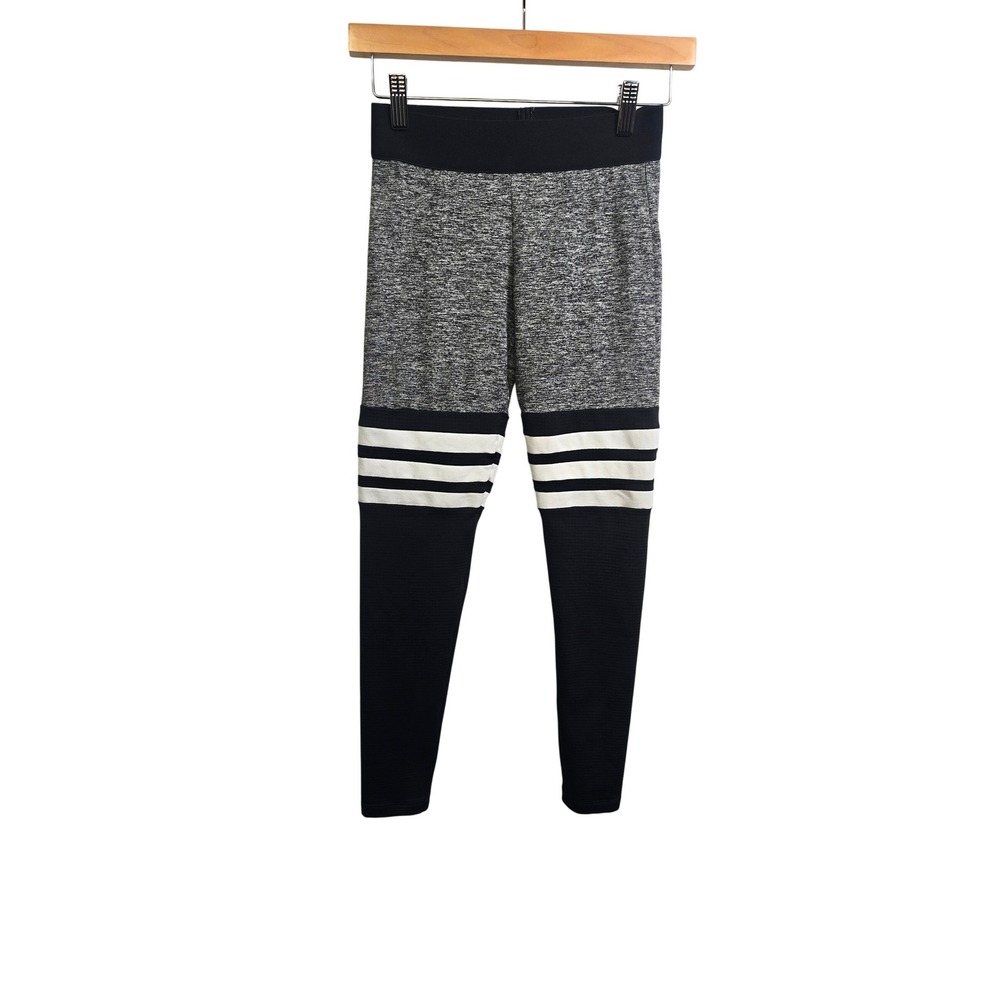 Bombshell Sportswear‎ Sock Leggings Womens S Black Gray White Striped Gym
